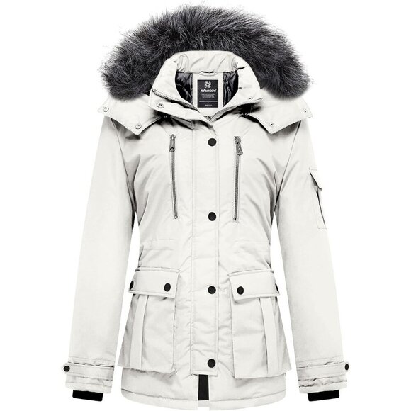 Women's Quilted Winter Coat Warm Puffer Jacket Thicken Parka with Removable Hood